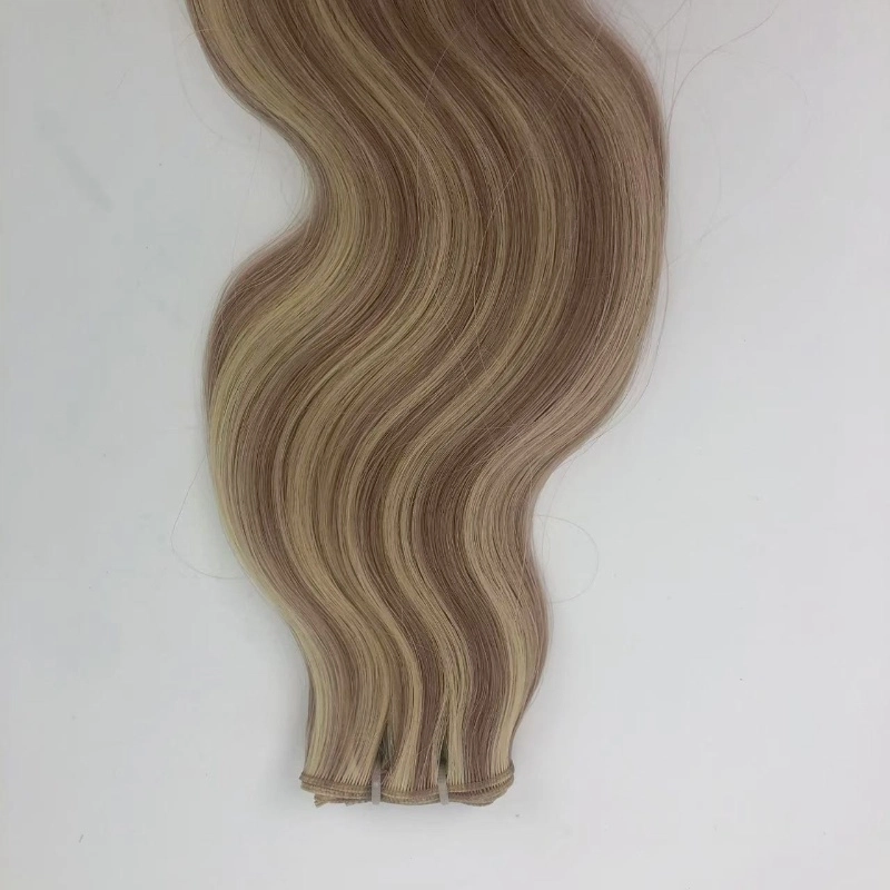 EMEDA Double Drawn Brown Highlight Blonde Virgin Hair Extensions Genius Weft Body Wavy HJ060